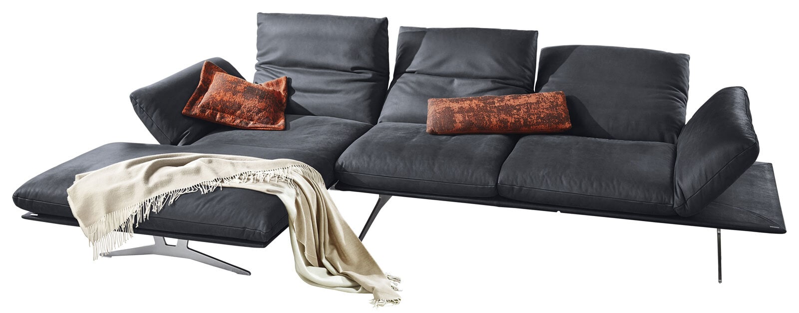 KOINOR Ecksofa FRANCIS L-II India Leder irongrau