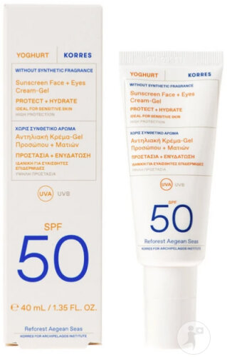 Korres Yoghurt Crème-Gel Solaire IP50 Visage Et Yeux Tube 50ml