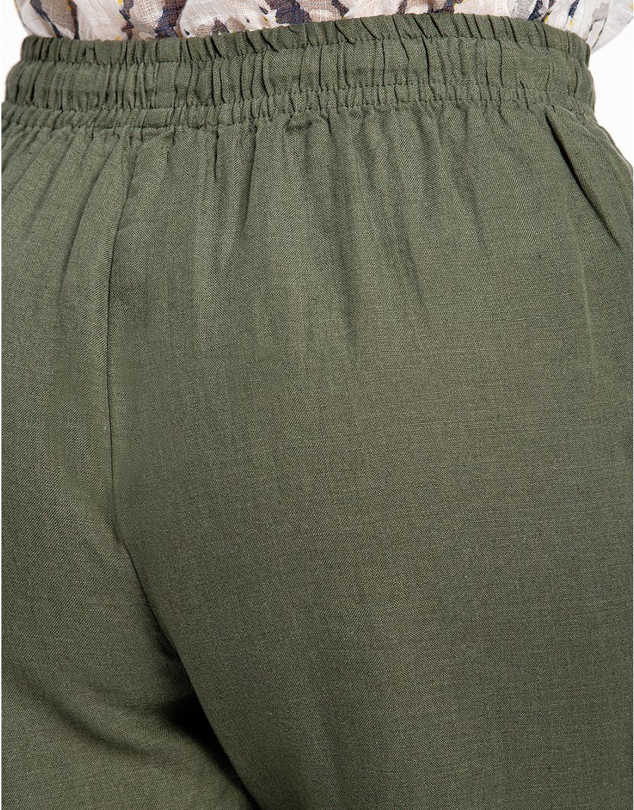 Pantalon 7/8ème lin kaki