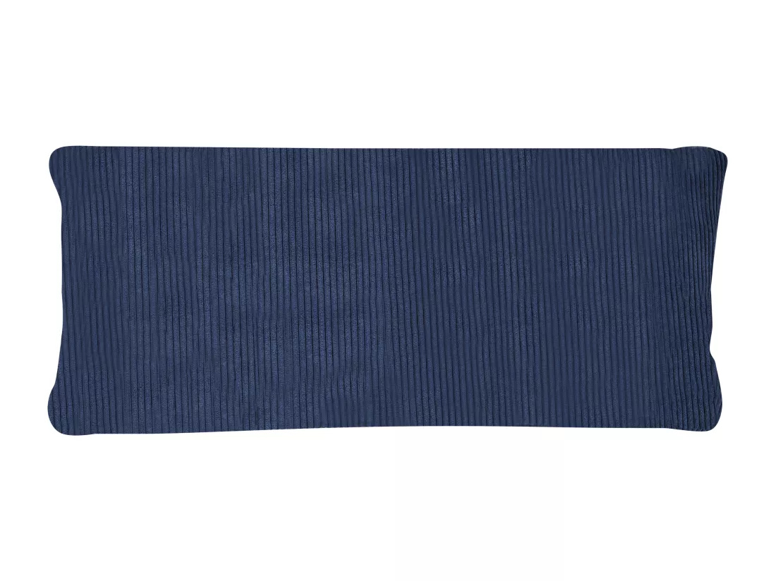 Canapé d'Angle à droite Moderne en Velours Côtelé Coussins en Tissu Pieds en Métal Bleu Lunner