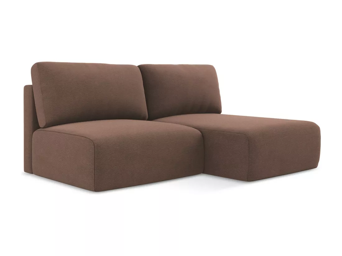Canapé d’angle 3 places droit sans accoudoir convertible en Strukturstoff - rose poudré - KONA