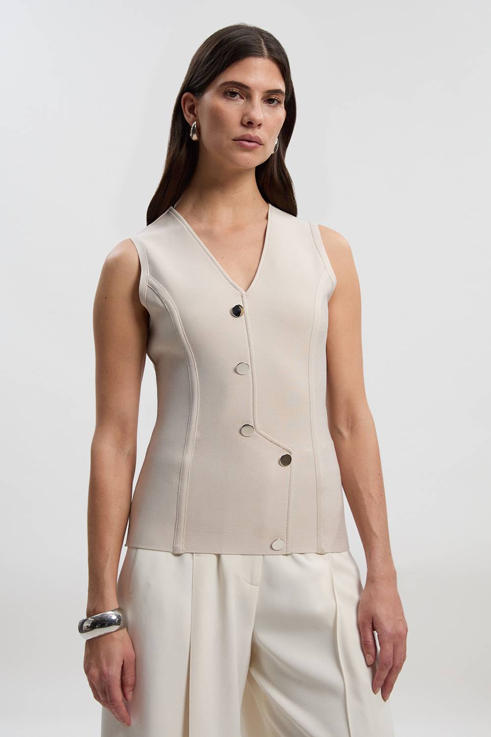 KarenMillen Haut Bandage Moulant à Boutons