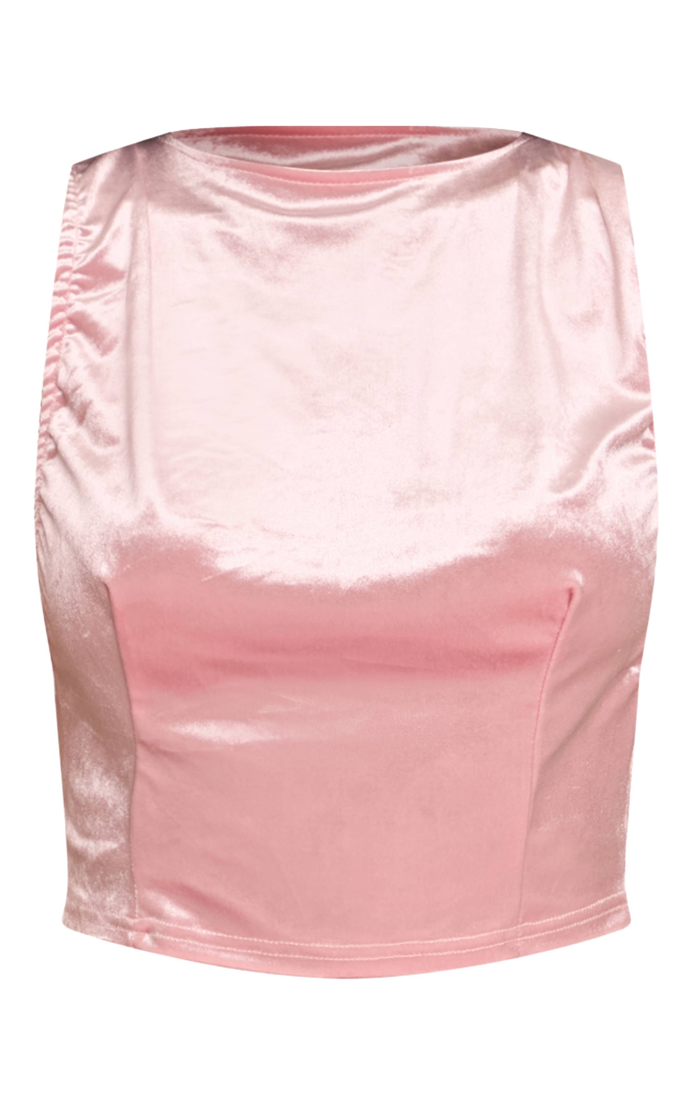 Rose Pastel Haut En Velours À Nœud Dans Le Dos
