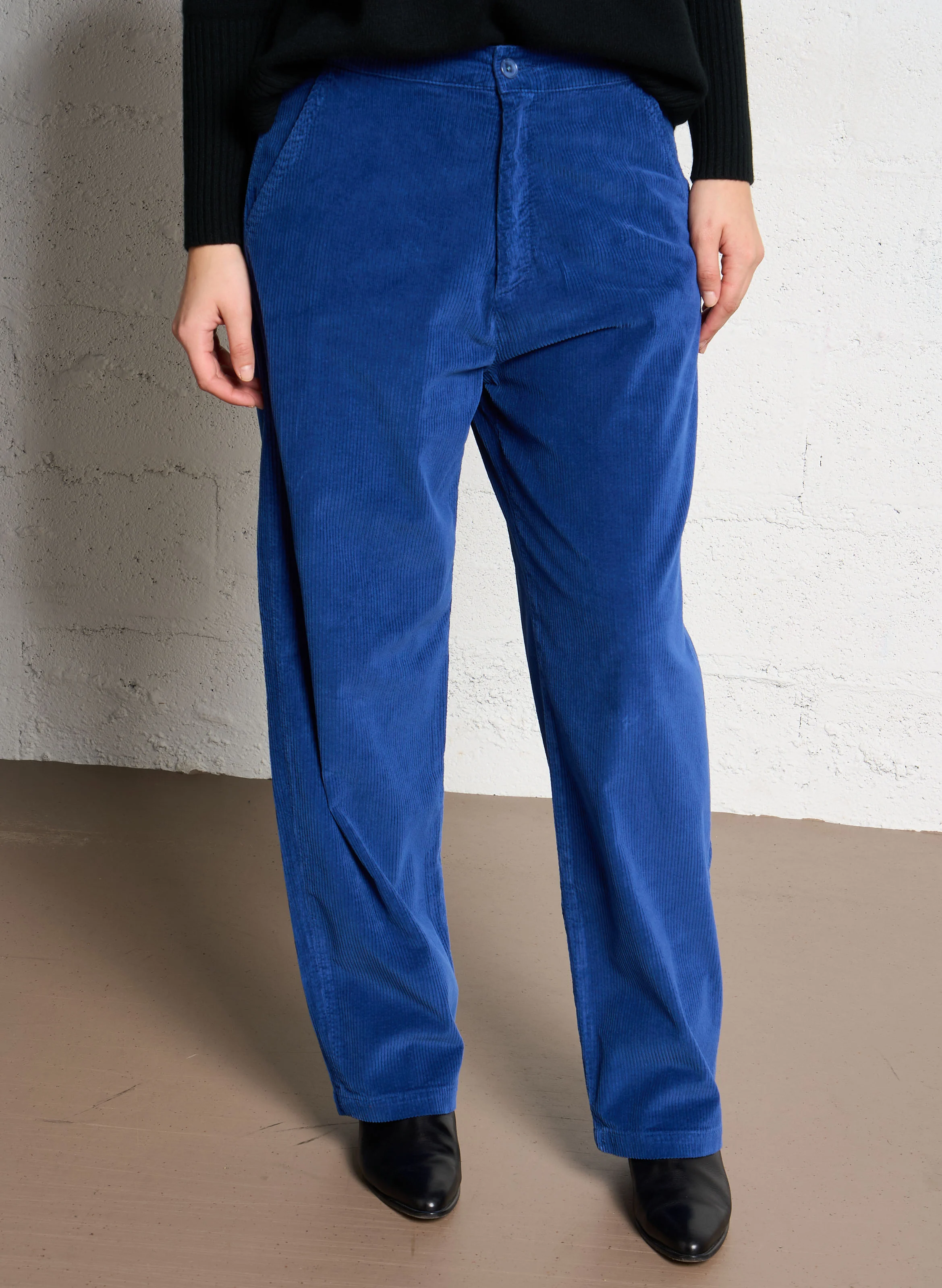 BALTIMORE - Pantalon droit en coton mélangé | Bleu