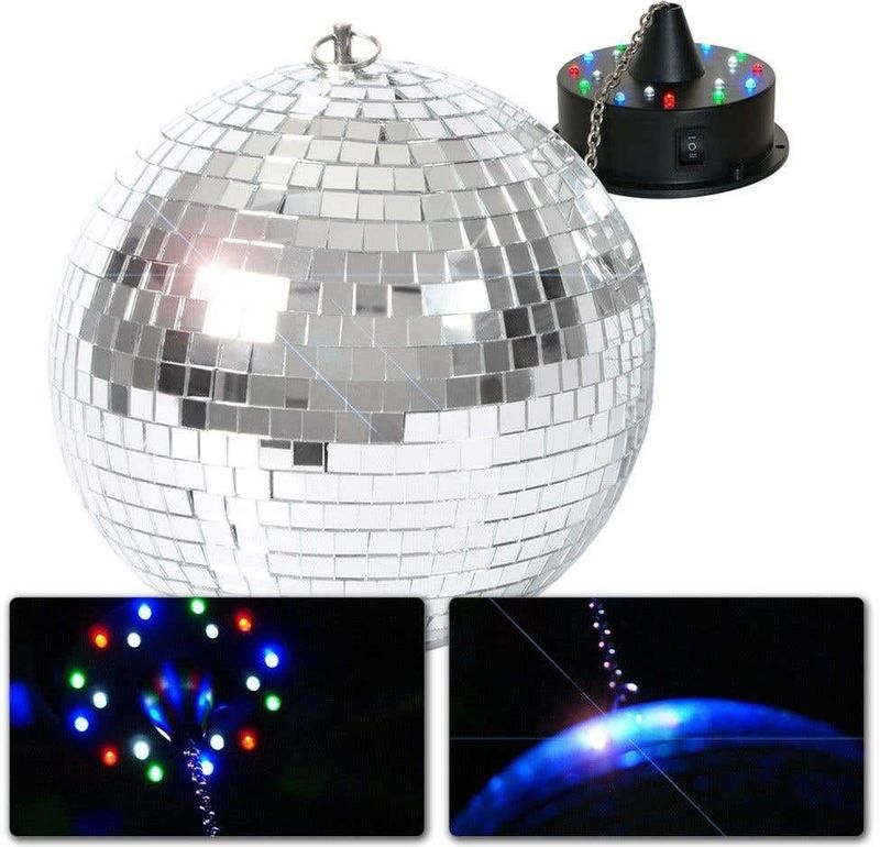 BeamZ - Spiegelbol 30cm - Met Motor en LED Verlichting - Discolampen