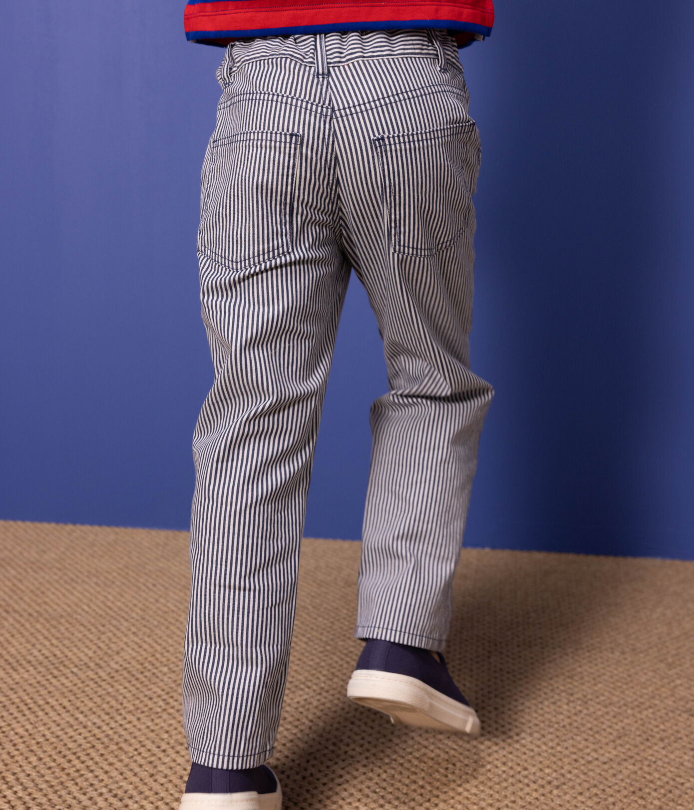 Pantalon en toile de coton rayé enfant garçon