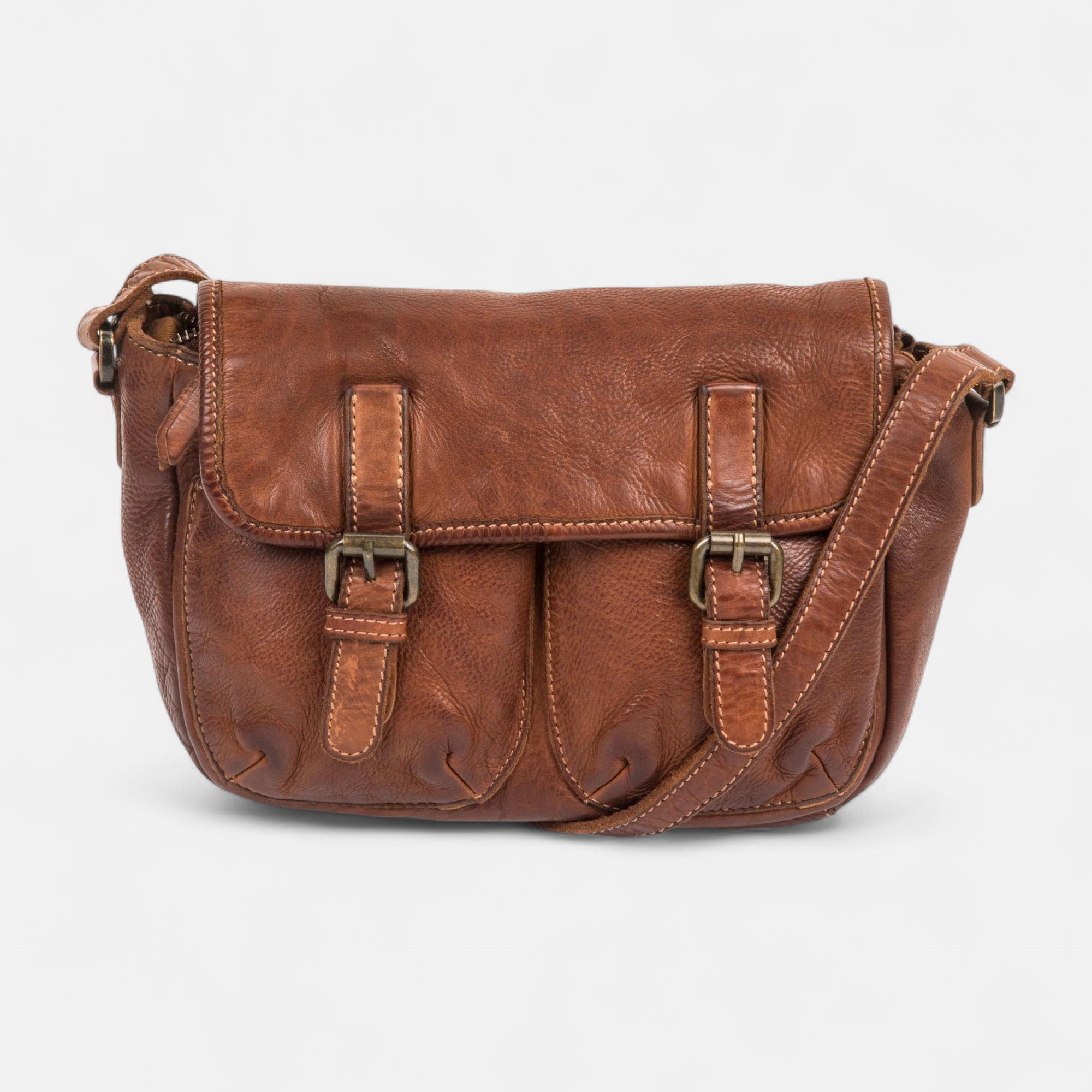 Sac bandoulière en cuir cognac