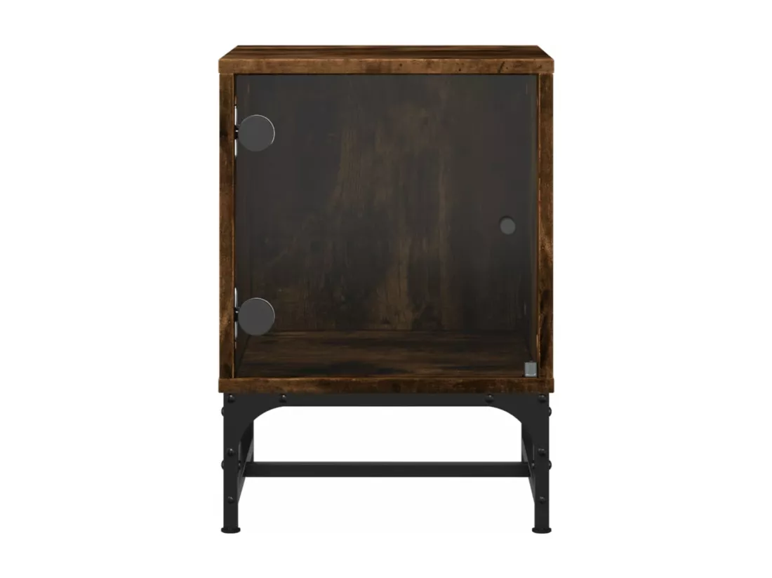 Prolenta Premium - Tables de chevet et portes vitrées 2 pcs chêne fumé 35x37x50 cm