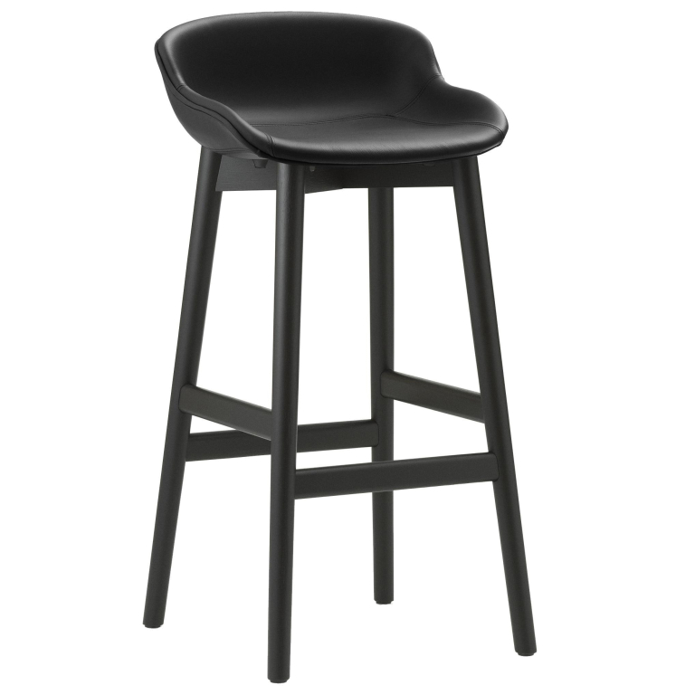 Normann Copenhagen Hyg gestoffeerde barkruk 75 zwart eiken Ultra Leather Black