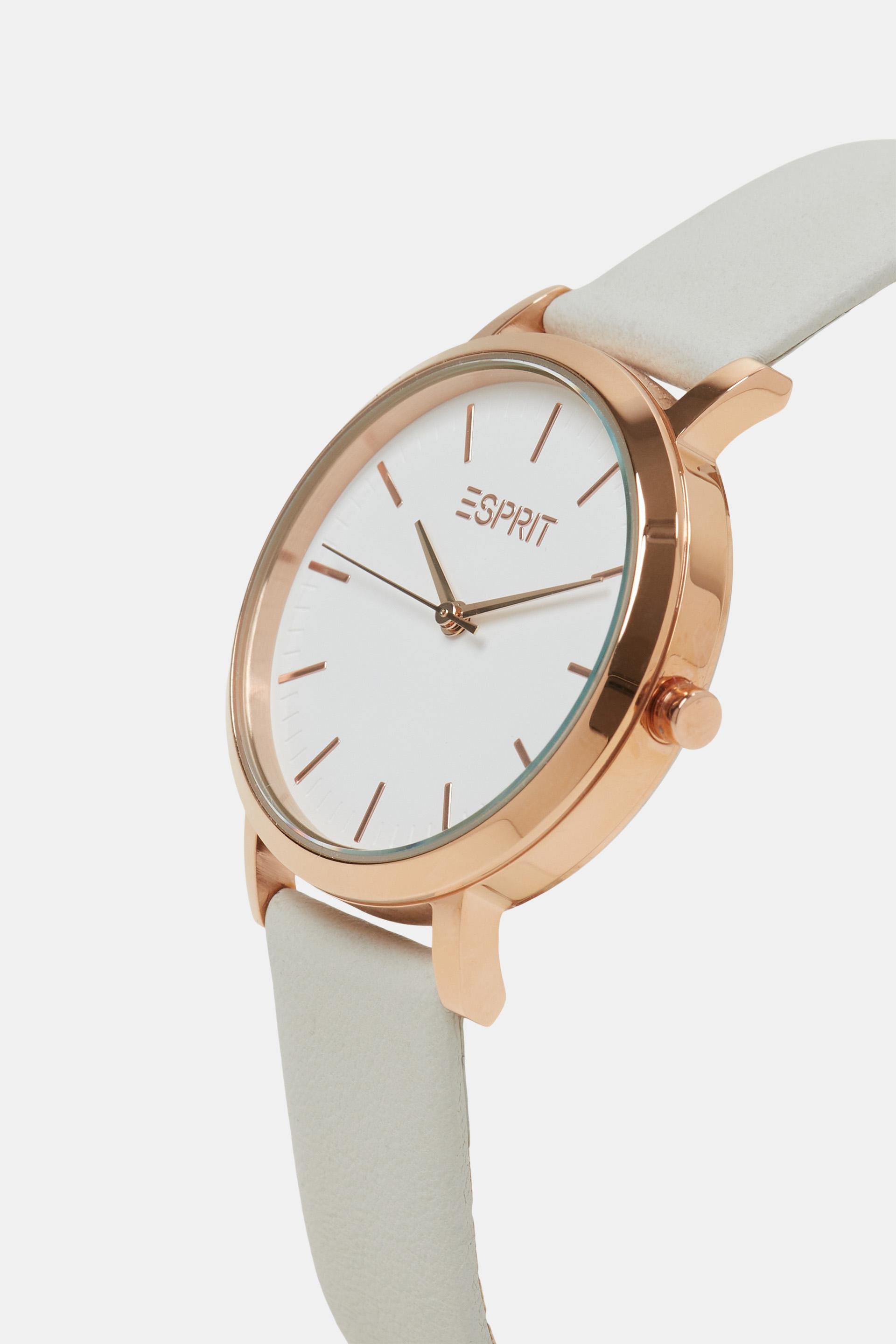 Montre en acier inoxydable dotée d’un bracelet en cuir