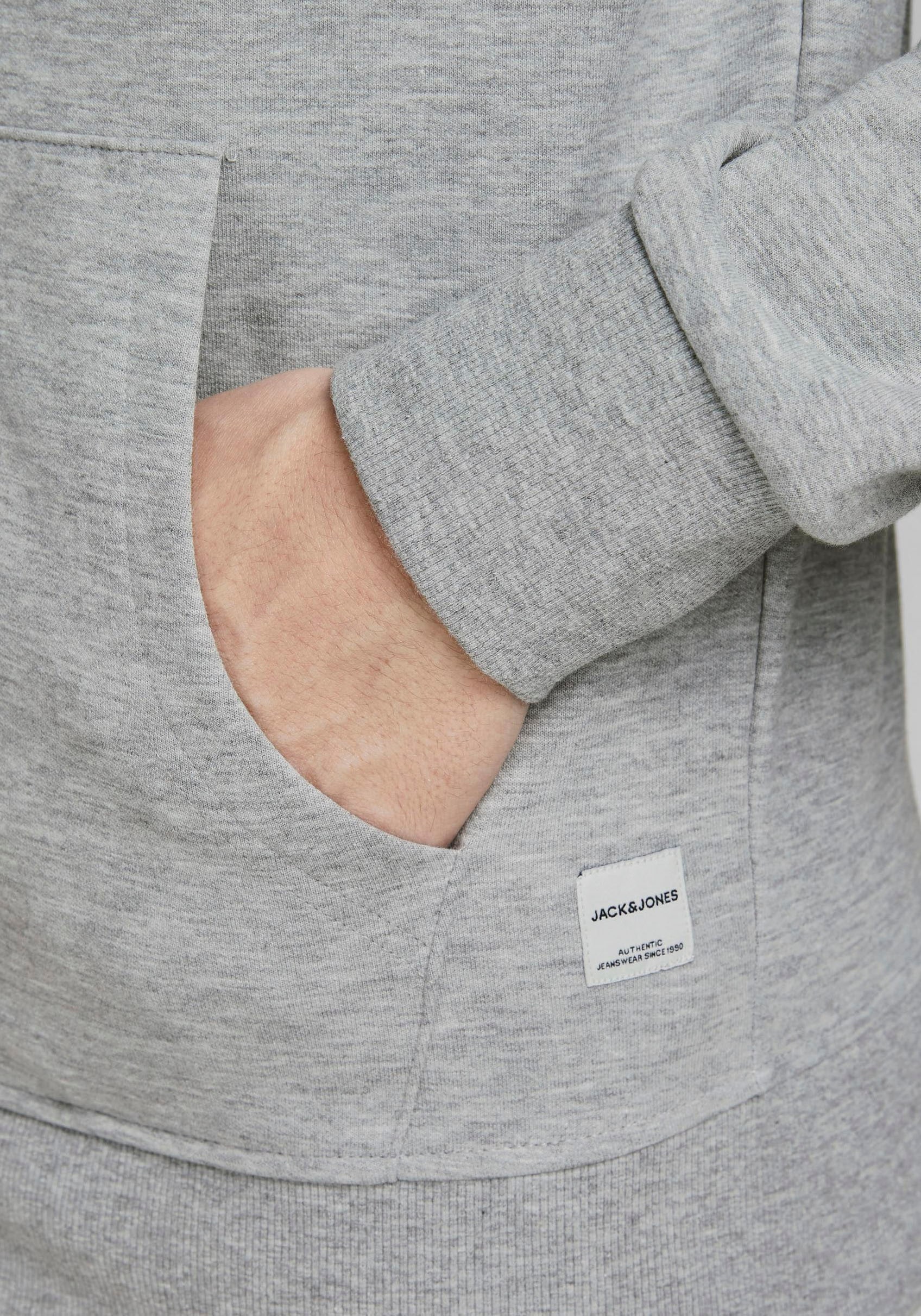 Jack & Jones Kapuzensweatjacke »JJEBASIC Hoodie mit Rippbündchen und angenehmem Tragegefühl«, unifarben, modisch, regular fit, Baumwollmischung, Rundhals
