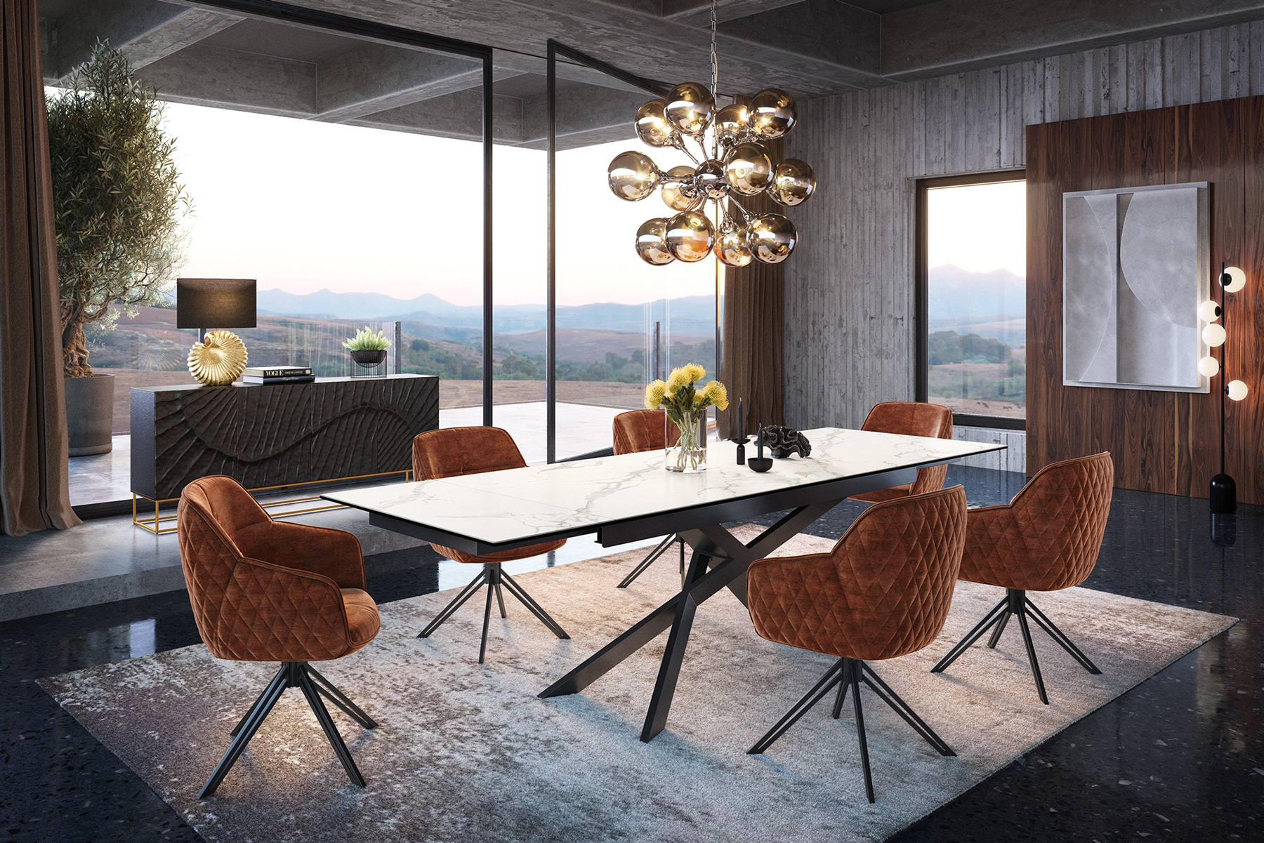 Extravagante Hängeleuchte GALAXY 72cm silber Hängelampe Modern Design