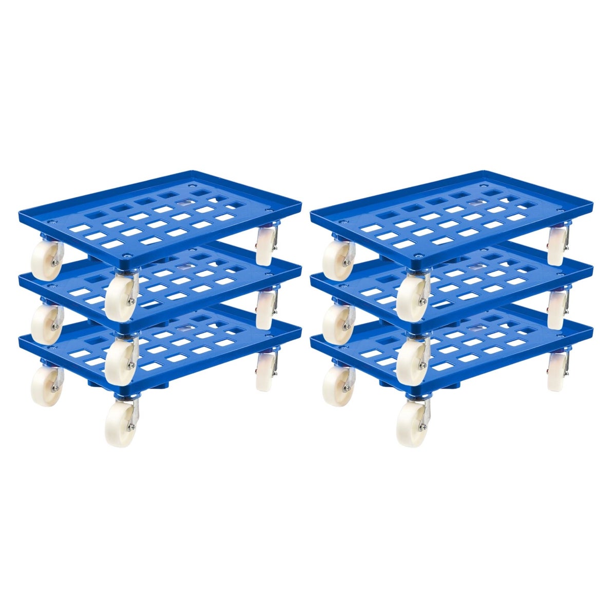 PROREGAL transportwagen voor Euroboxen 60 x 40 cm met blauwe kunststof wielen, roostervloer, 2 zwenkwielen en 2 bokwielen, draagvermogen 300 kg