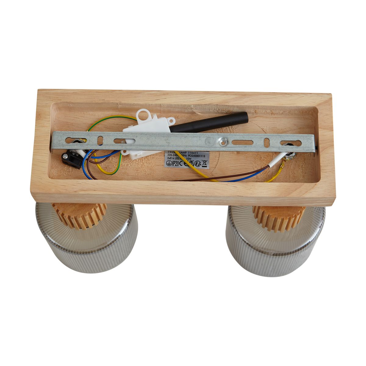 Moderne spot hout met smoke glas 2-lichts draai- en kantelbaar - Gracy