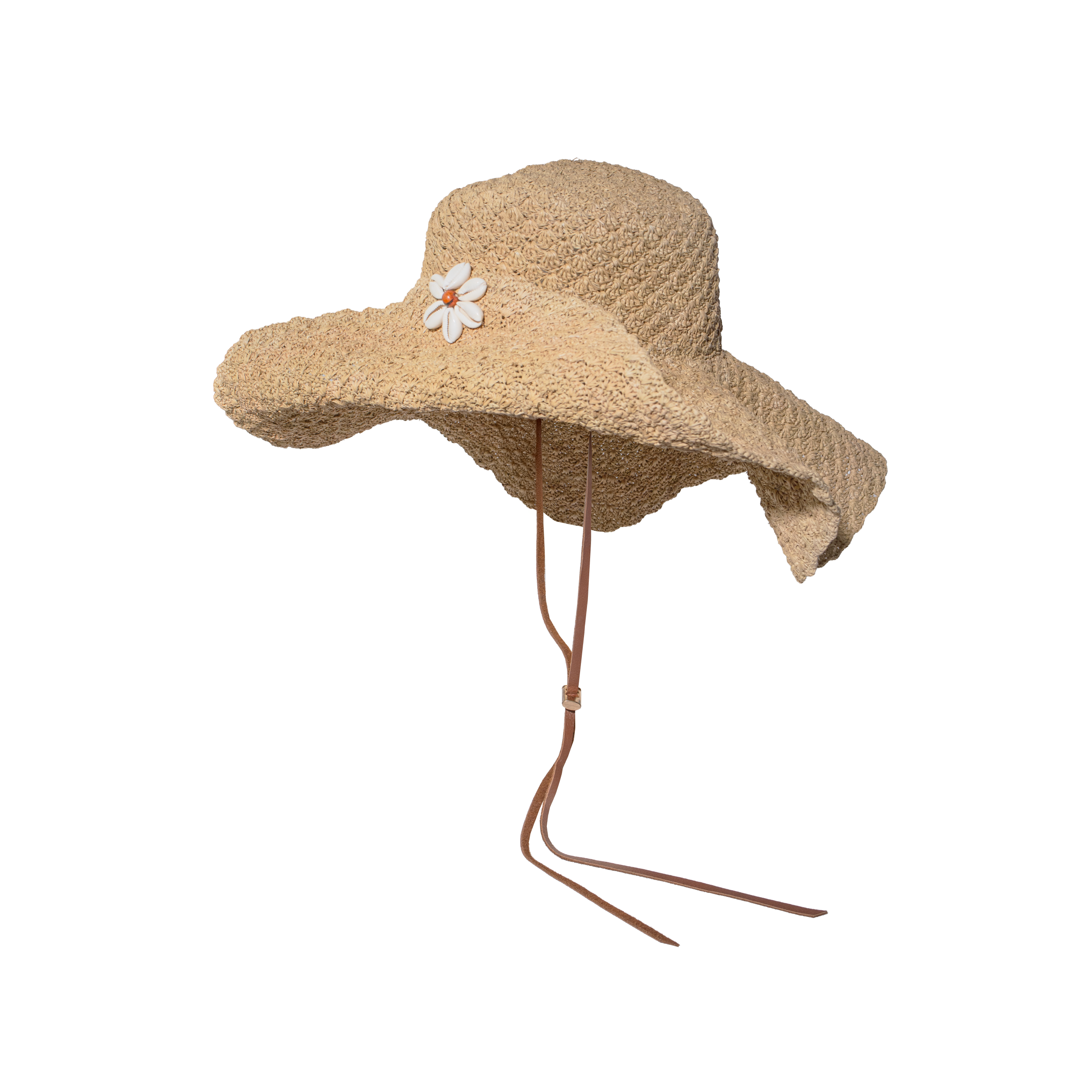 Chapeau de cowboy à coquillages hippie à bord extra long