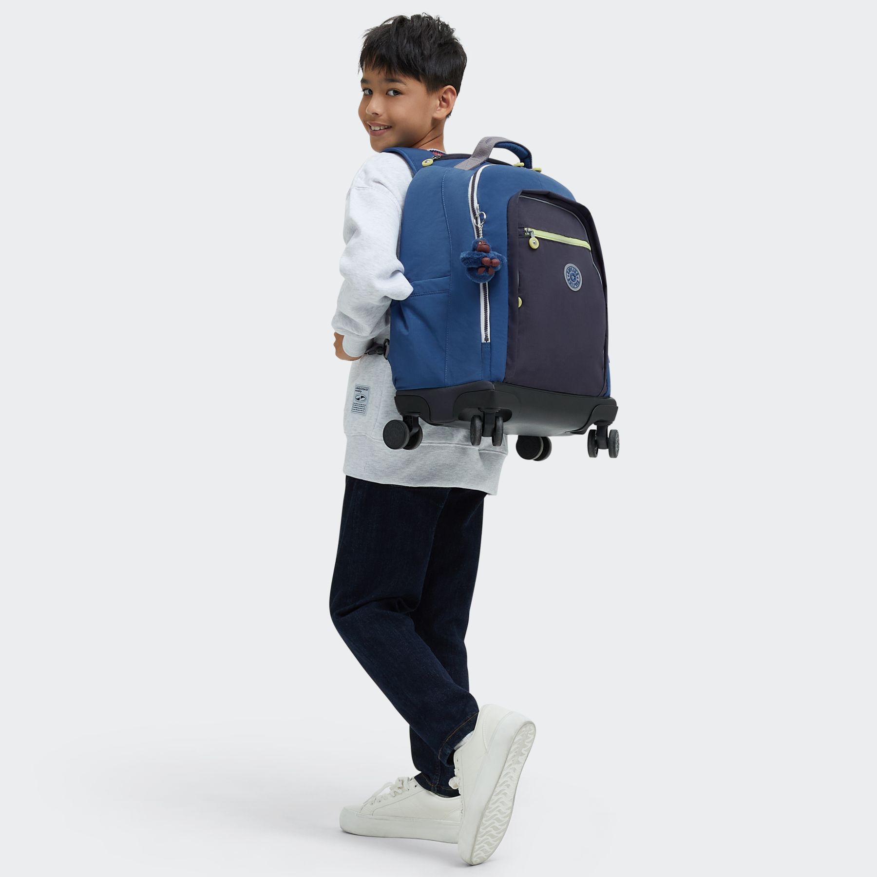 NEW ZEA Grand sac à dos à roulettes pour enfants avec protection pour ordinateur - Fantasy Blue Block