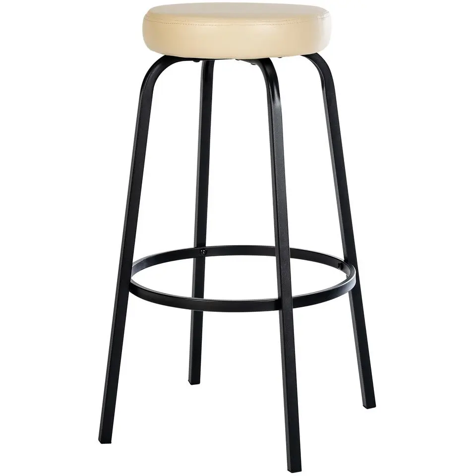 CLP Barkruk Kamari mat zwart Frame - Kunstleer - creme
