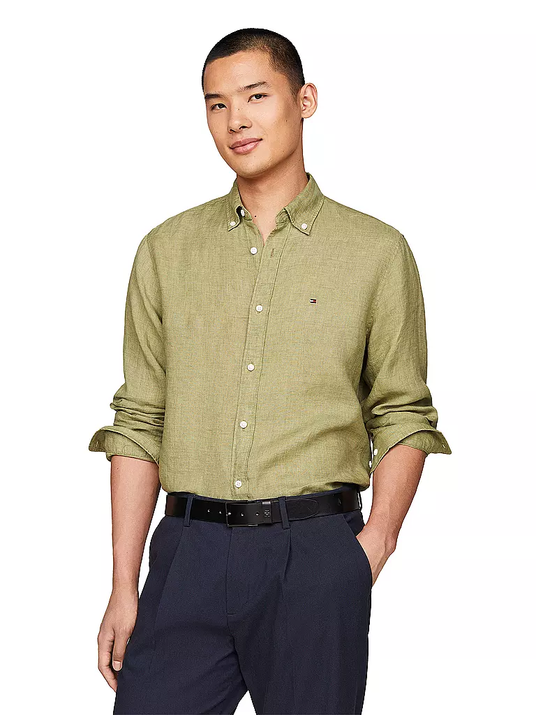 TOMMY HILFIGER Leinenhemd olive