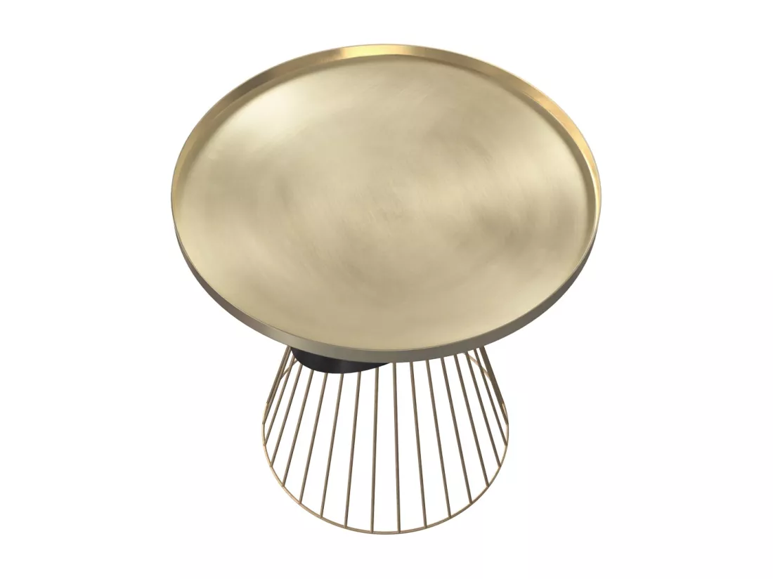 Table d'appoint ronde en métal noir et plateau laiton D45 cm - Corry