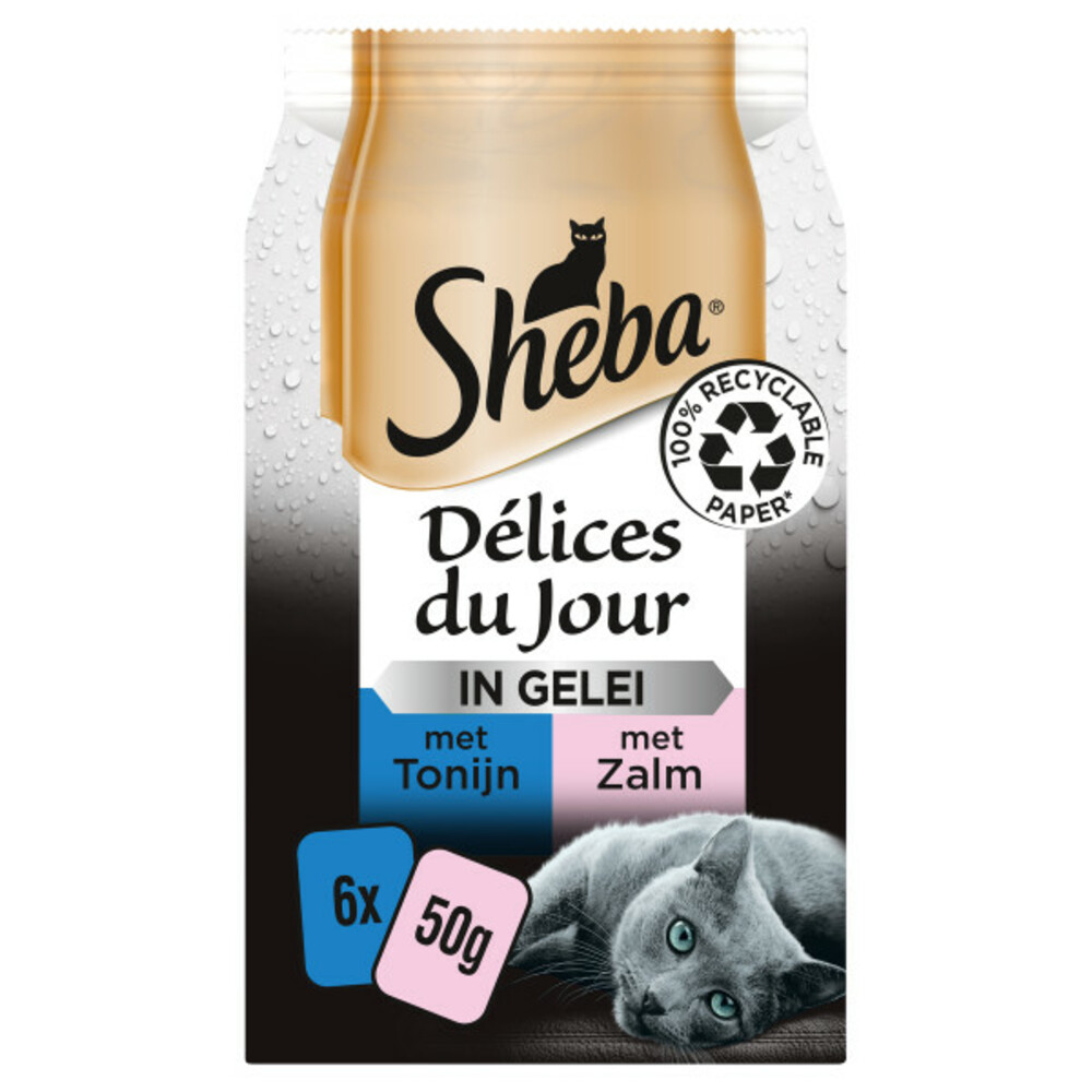 6x Sheba Kattenvoer Delices du Jour Natvoer Zalm & Tonijn in Gelei6 x 50 gr
