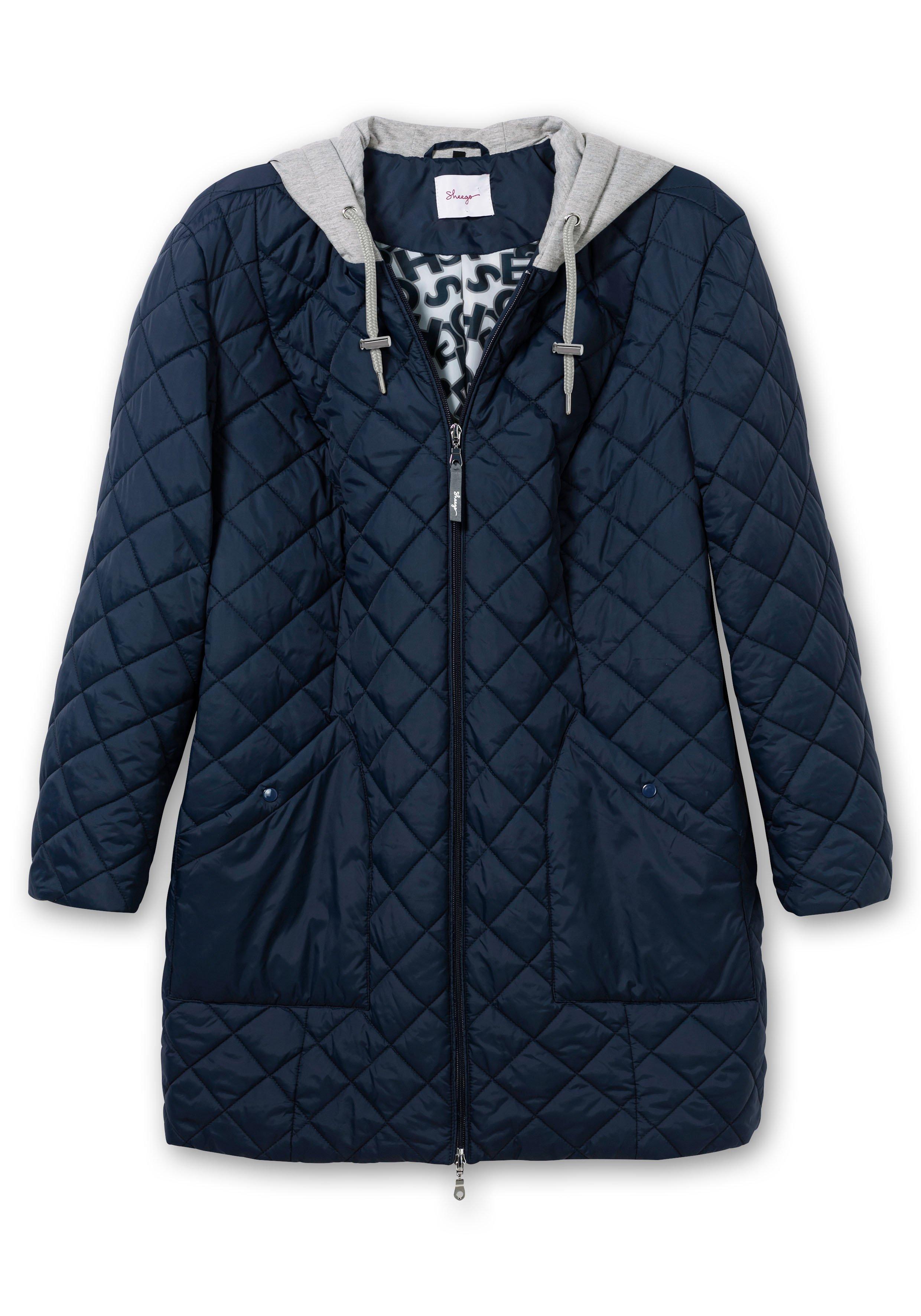 Steppjacke mit Jerseykapuze und 2-Wege-Zipper