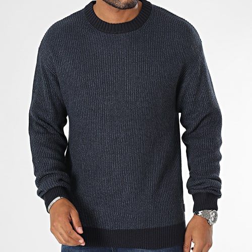 Pull Rib Knit Bleu Marine Chiné
