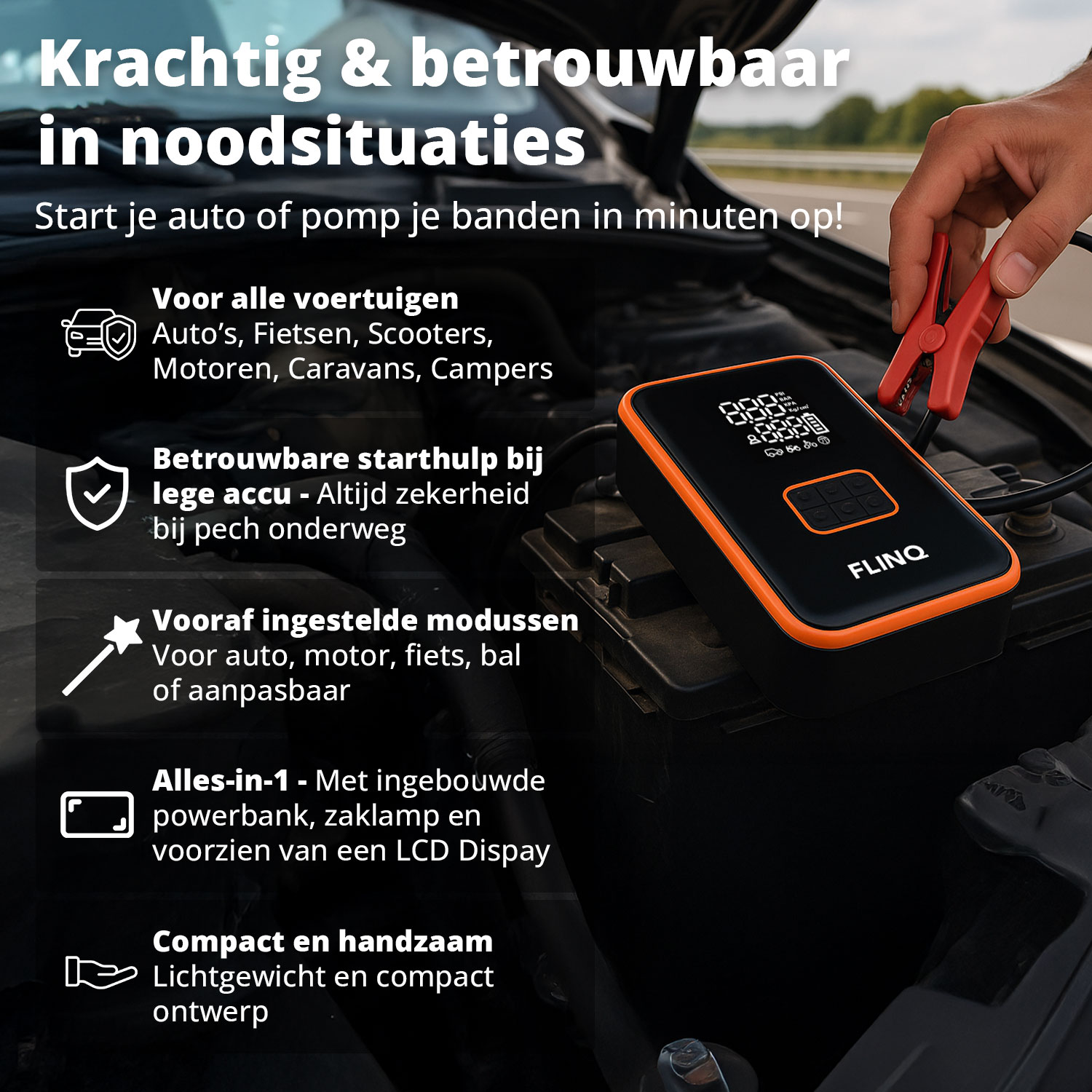 FlinQ 2-in-1 Jump Starter & luchtcompressor