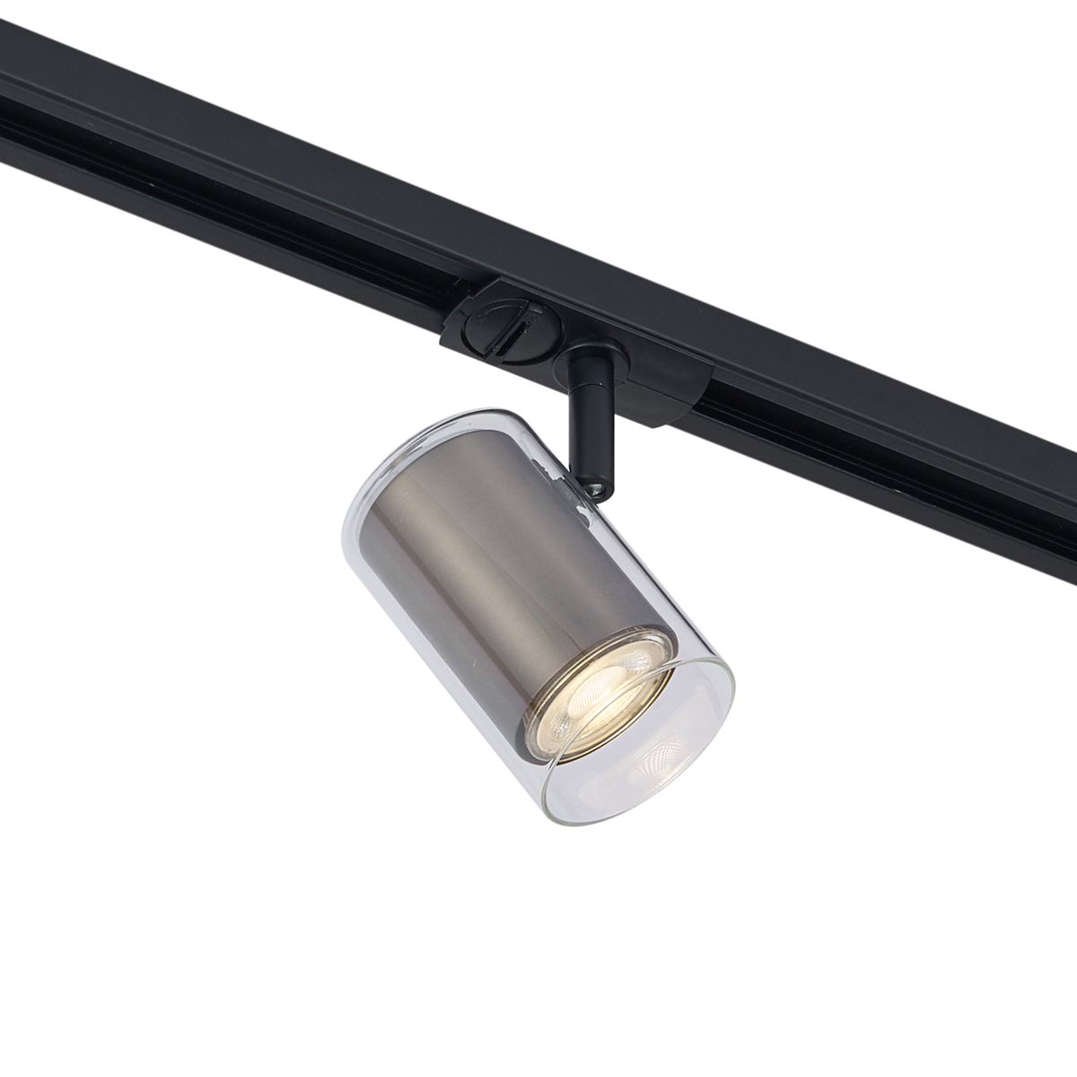 Moderne spot gunmetal met helder glas voor railsysteem 1-fase - Iconic Lloyd