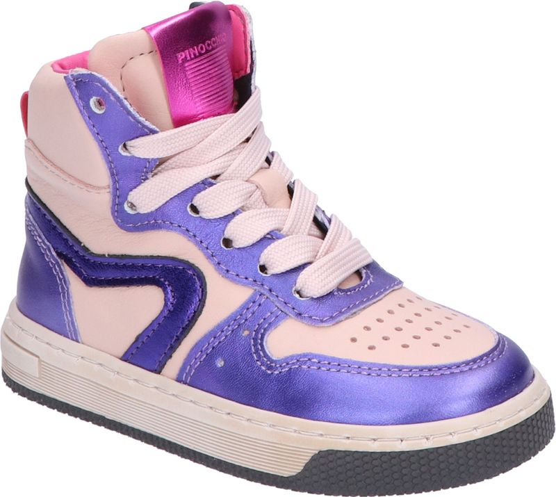 P1301 - Hoge Sneaker - Paars - Leer - Meisjes