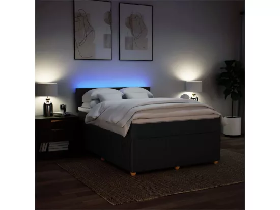 Sommier à lattes de lit avec matelas Noir 140x190 cm Tissu