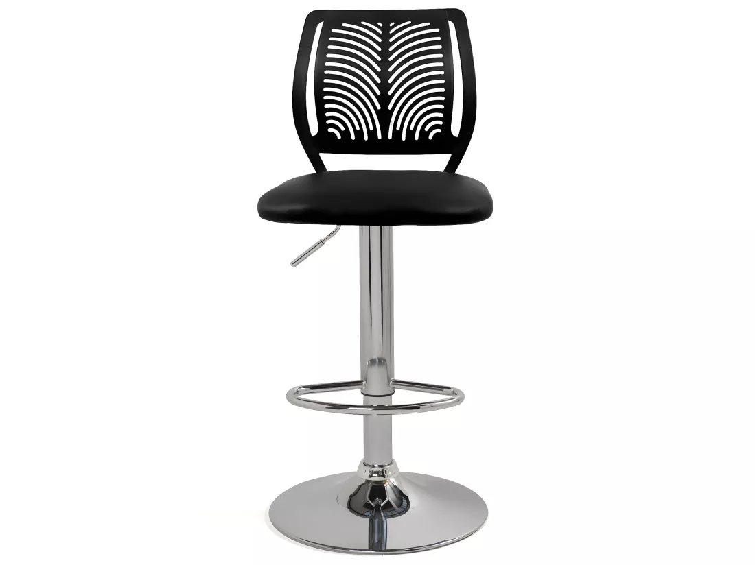 Lot 2 Chaises de Bar Coussin Simili, Pivotant Hauteur Réglable SAWA (Noir)