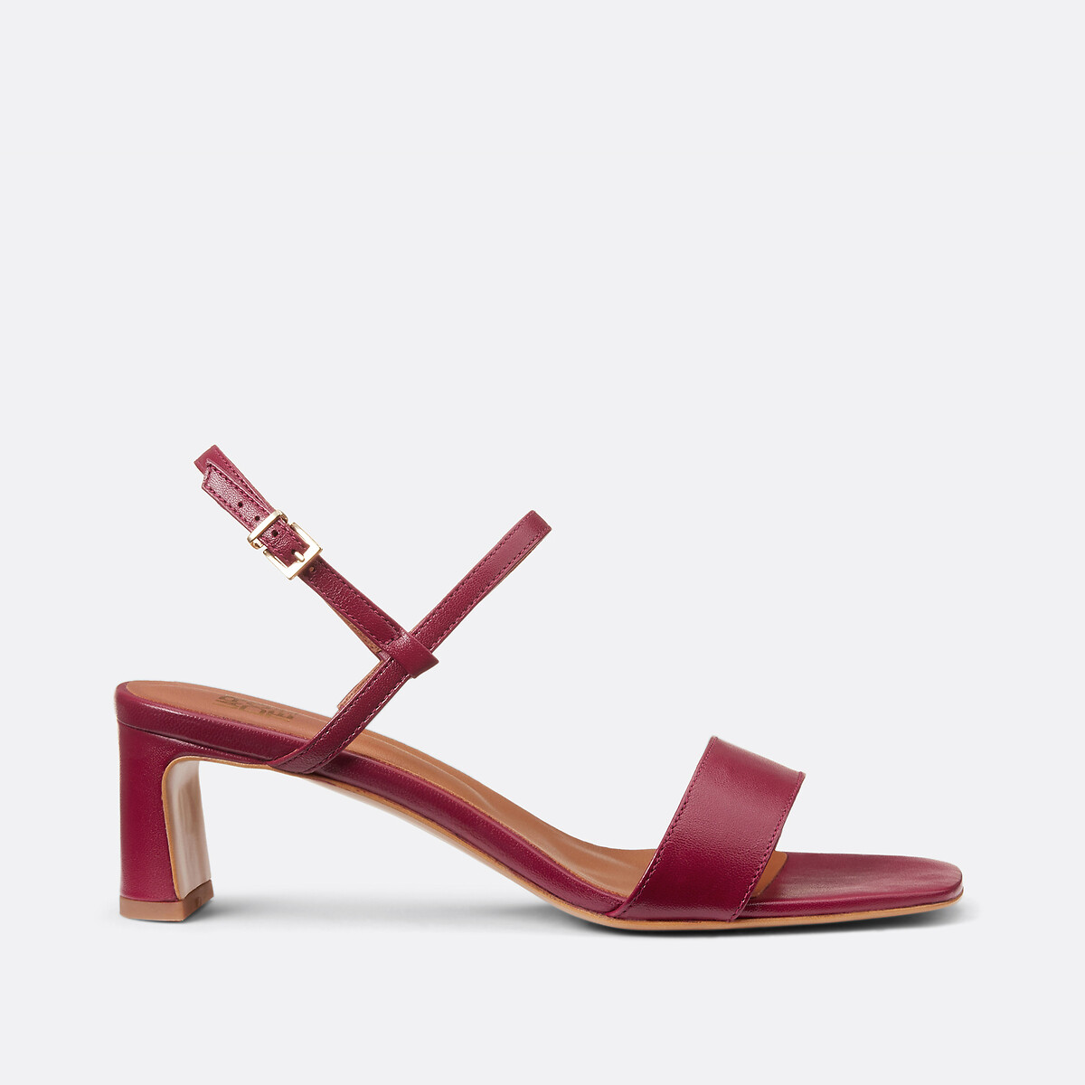COLEÇÕES LA REDOUTE<br>Sandálias de couro liso com salto, modelo Signature CANDICE