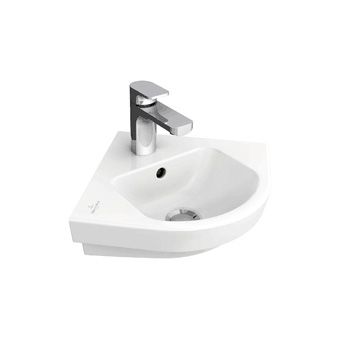 Villeroy & Boch Subway 2.0 hoekfontein 32x32cm m. kraangat m. overloop wit