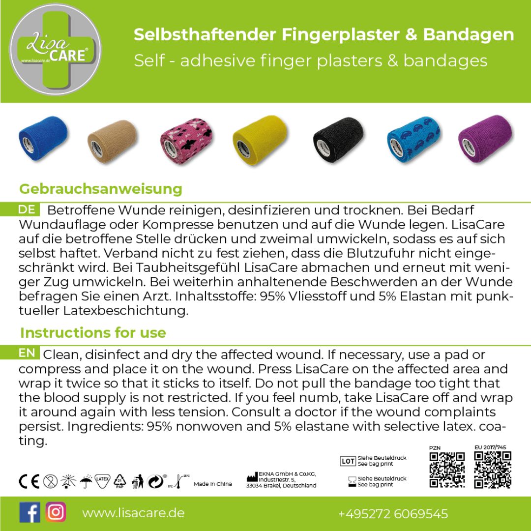 LisaCare Kinderpflaster - Bandagen zum Trösten - 7,5cmx4,5m