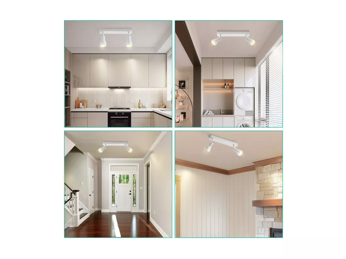 NETTLIFE Spot de plafond LED 2 ampoules blanc salon plafonnier spot orientable GU10 spot lampe moderne