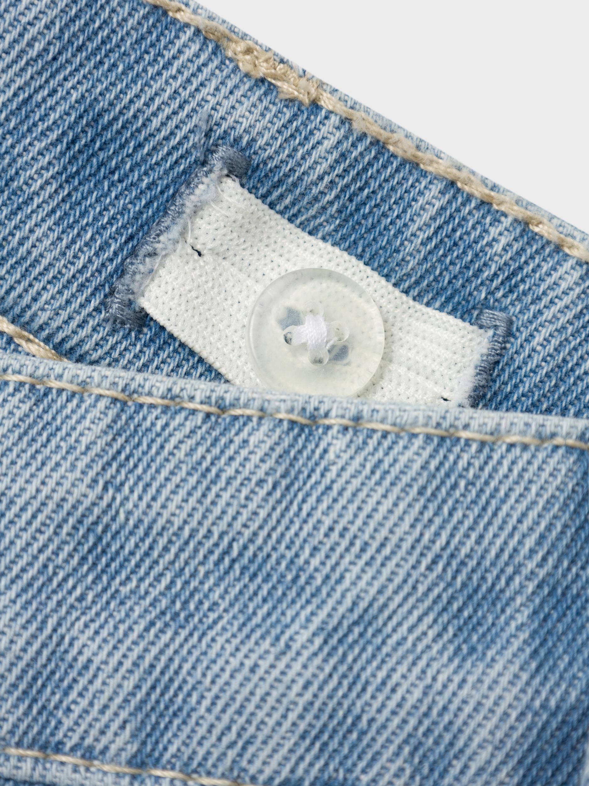 NAME IT gebloemde straight leg jeans NKFROSE light blue denim