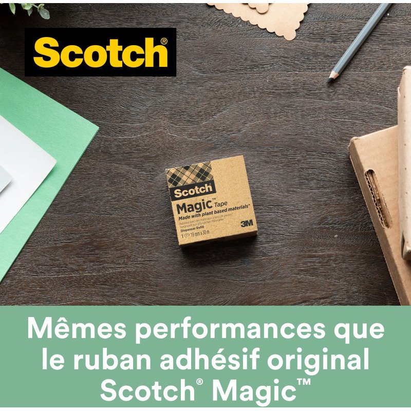 Ruban Magic invisible Écologique Scotch - Largeur 19 mm x longueur 30 m
