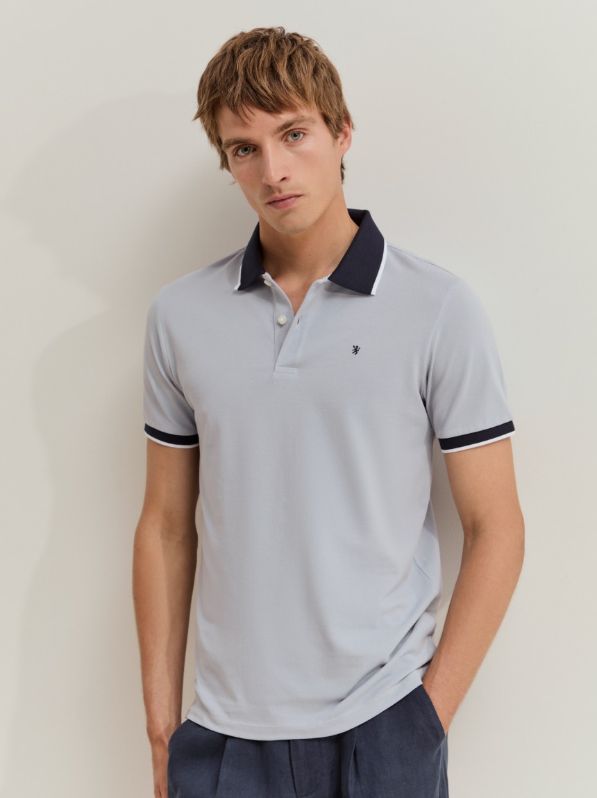 Polo de manga curta em algodão