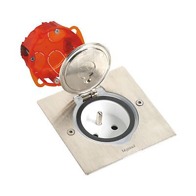 Kit prise de sol 2 P+T Legrand inox