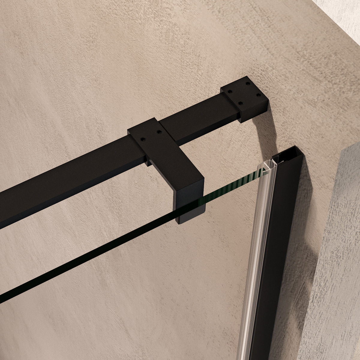 Brauer Stellar nisdeur met vaste wand 108.5-120cm zwart mat
