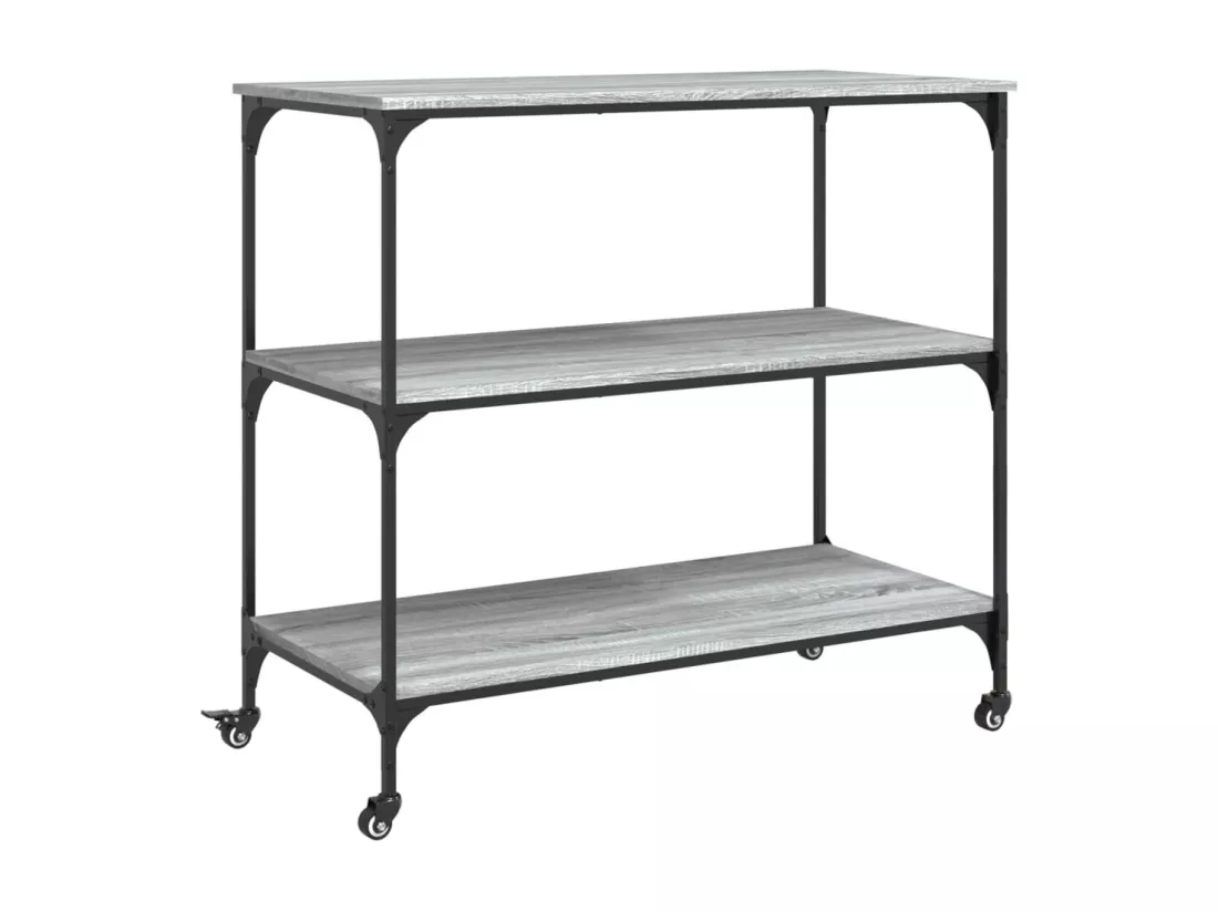 Chariot de cuisine sonoma gris 102x50x95 cm bois d'ingénierie