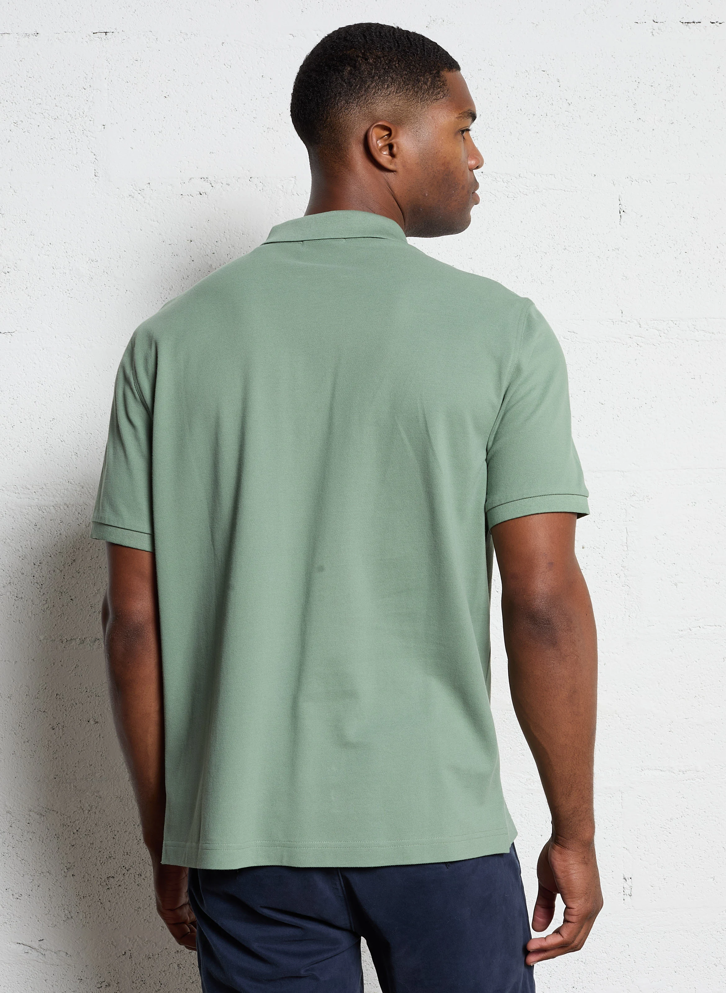 Polo col classique droit en coton| Vert
