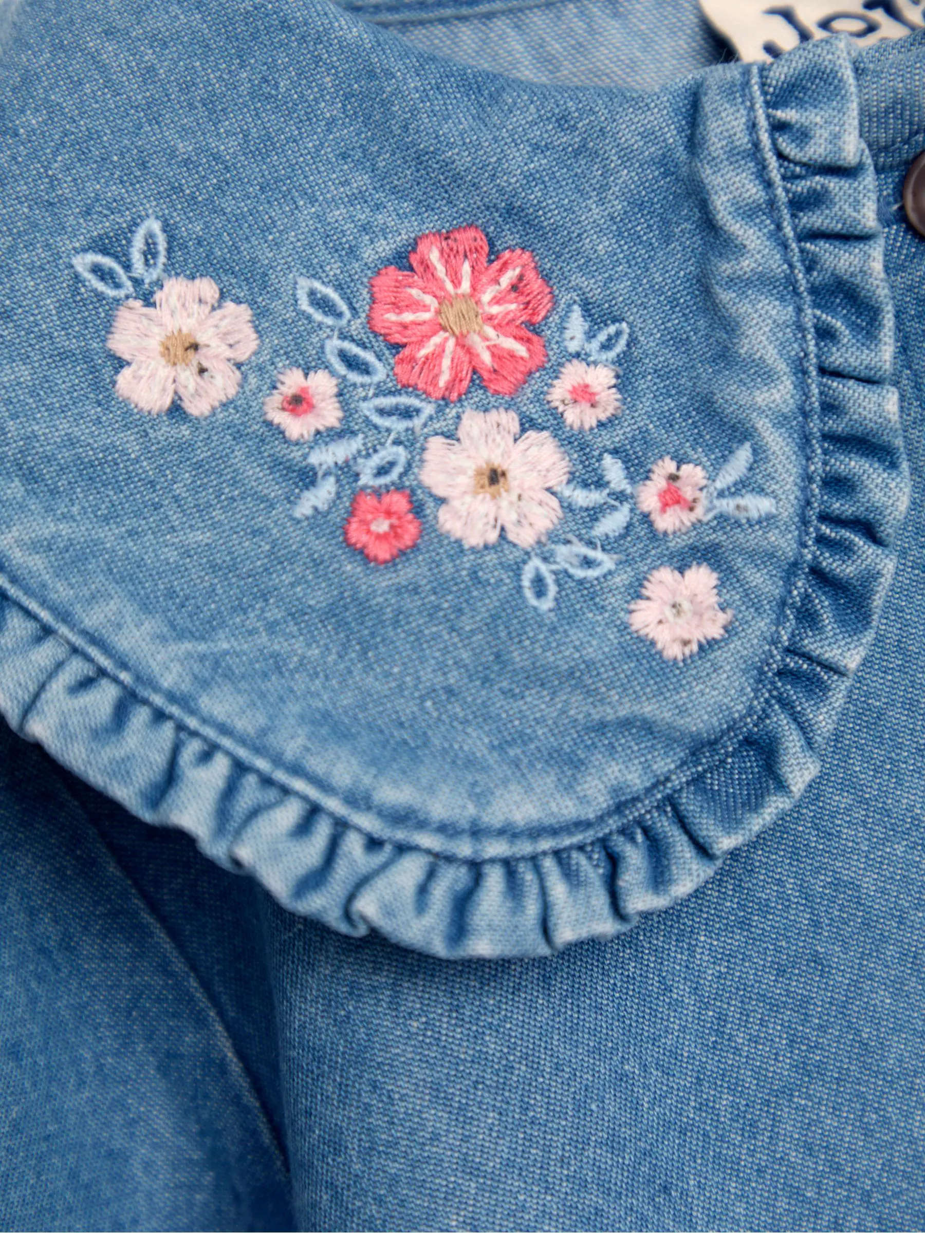 Denim Blue Floral - JoJo Maman Bébé Frill Collared Blouse