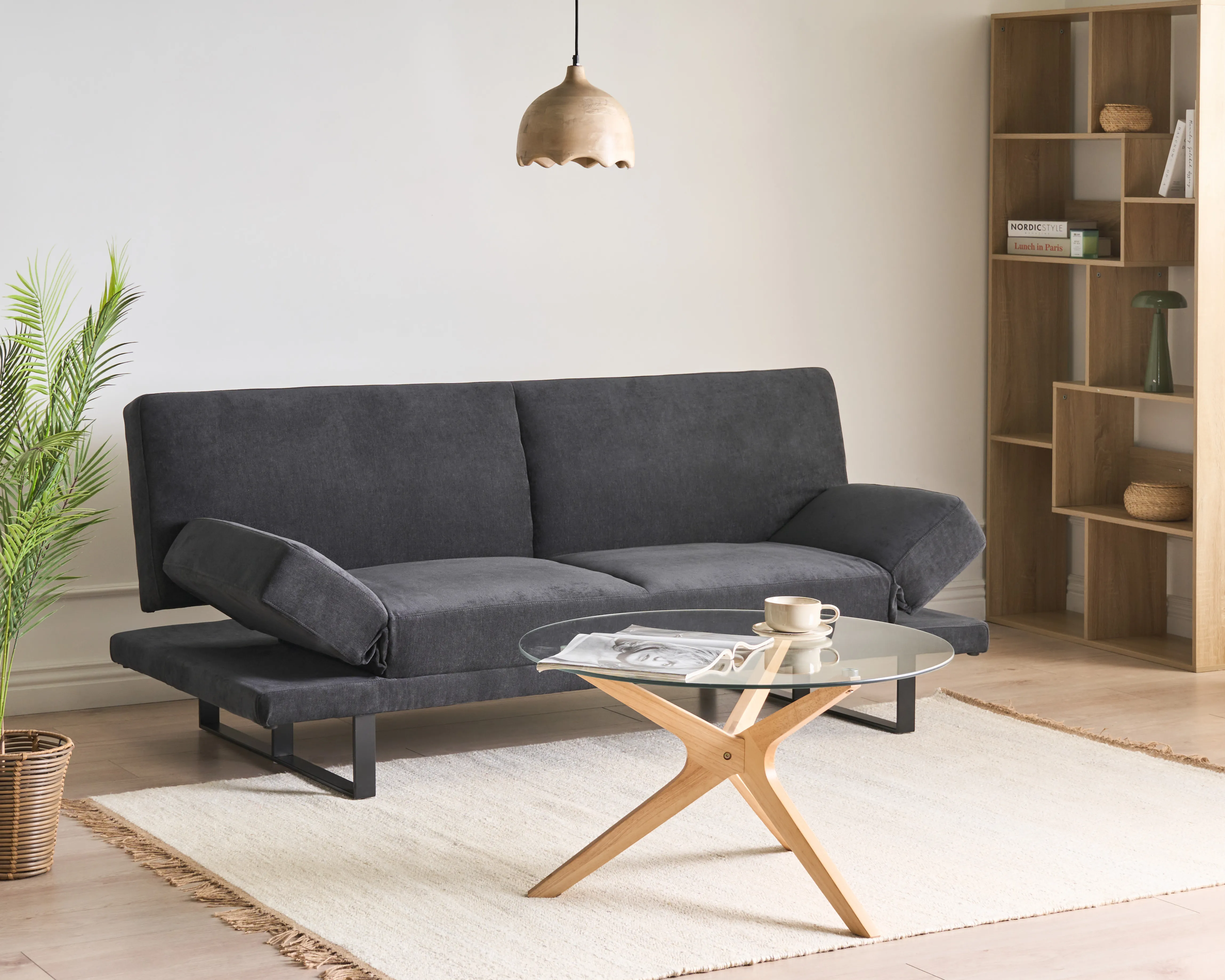 Slaapbank 2-zits YORK Chenille Zwart