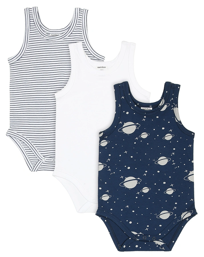 Träger-Body SPACE 3er-Pack in weiß/dunkelblau