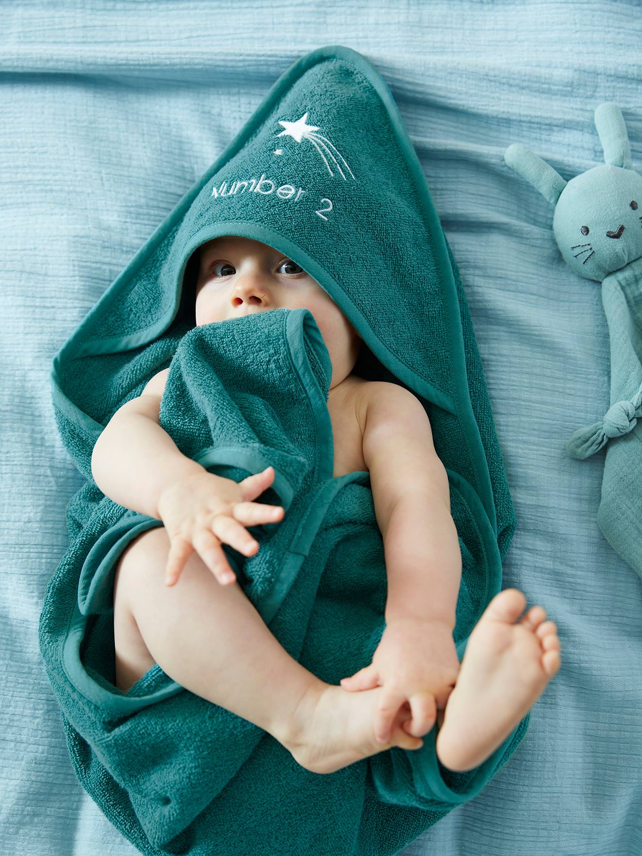 Capa de banho + luva de banho personalizáveis, verde médio liso
