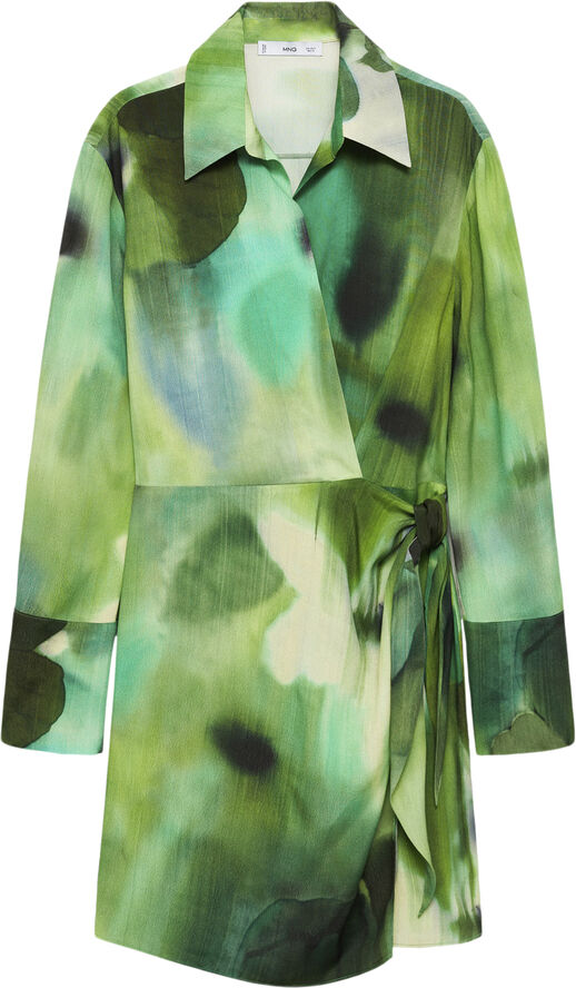 MANGO Printed bow dress Green