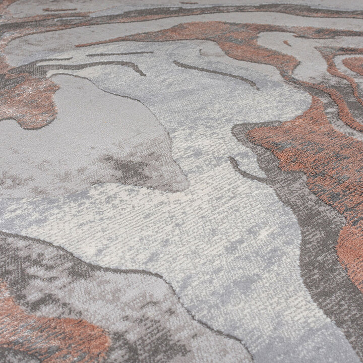 Marmer vloerkleed - Erio Marbled Grijs/Roze | 3D effect