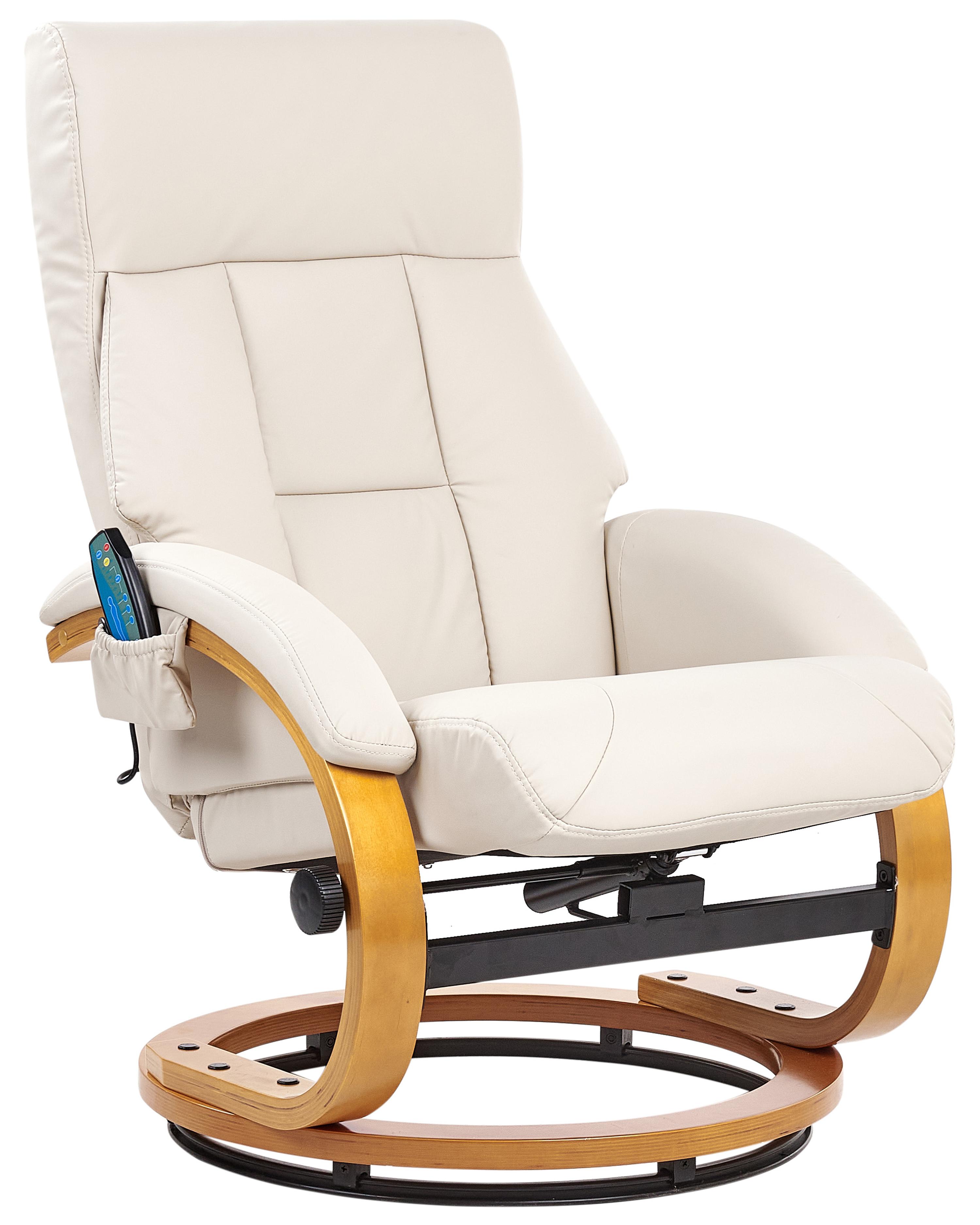 Massagestoel FORCE met voetenbank Kunstleer Lichtbeige