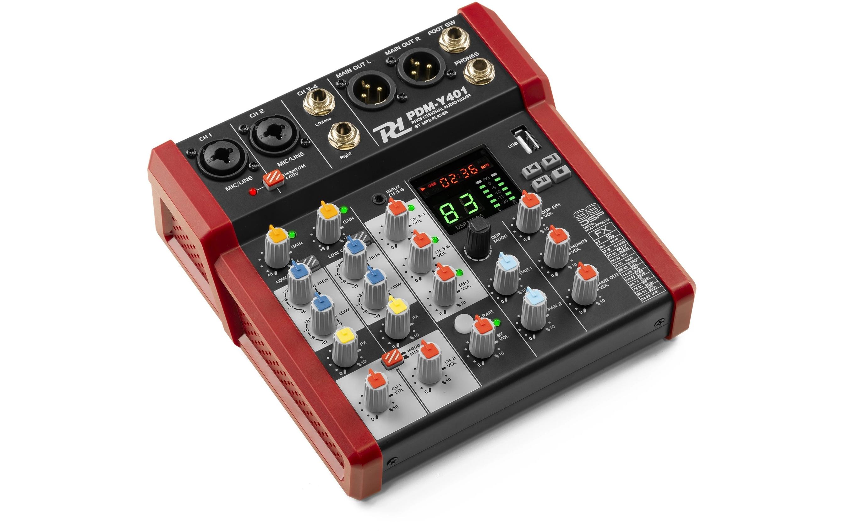 Mischpult PDM-Y401Kompaktes 4-Kanal-Mischpult mit 24-Bit DSP